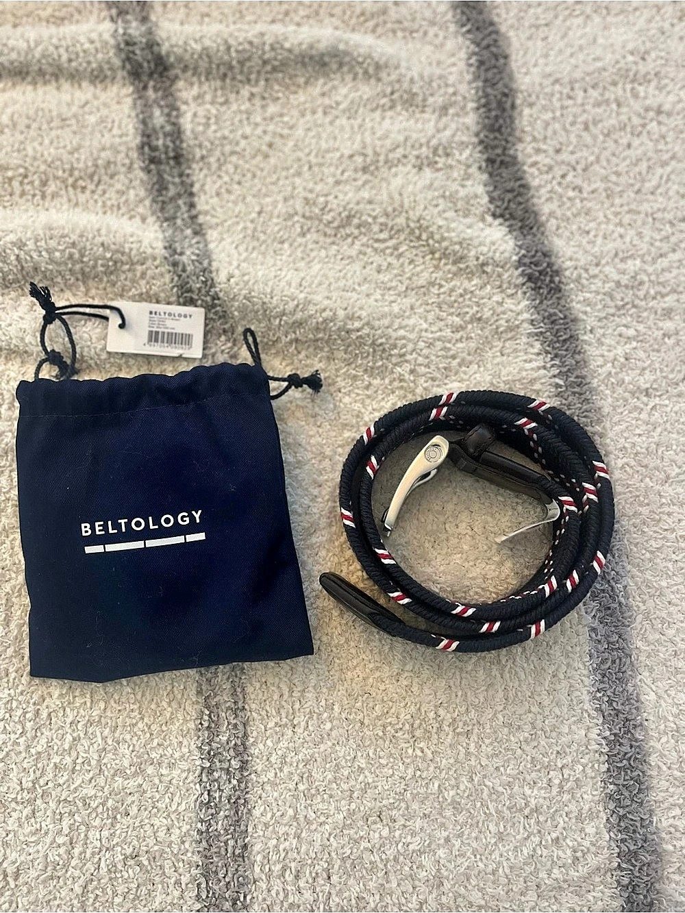 Beltology Enigma Navy/White/Red Men's Belt Like New